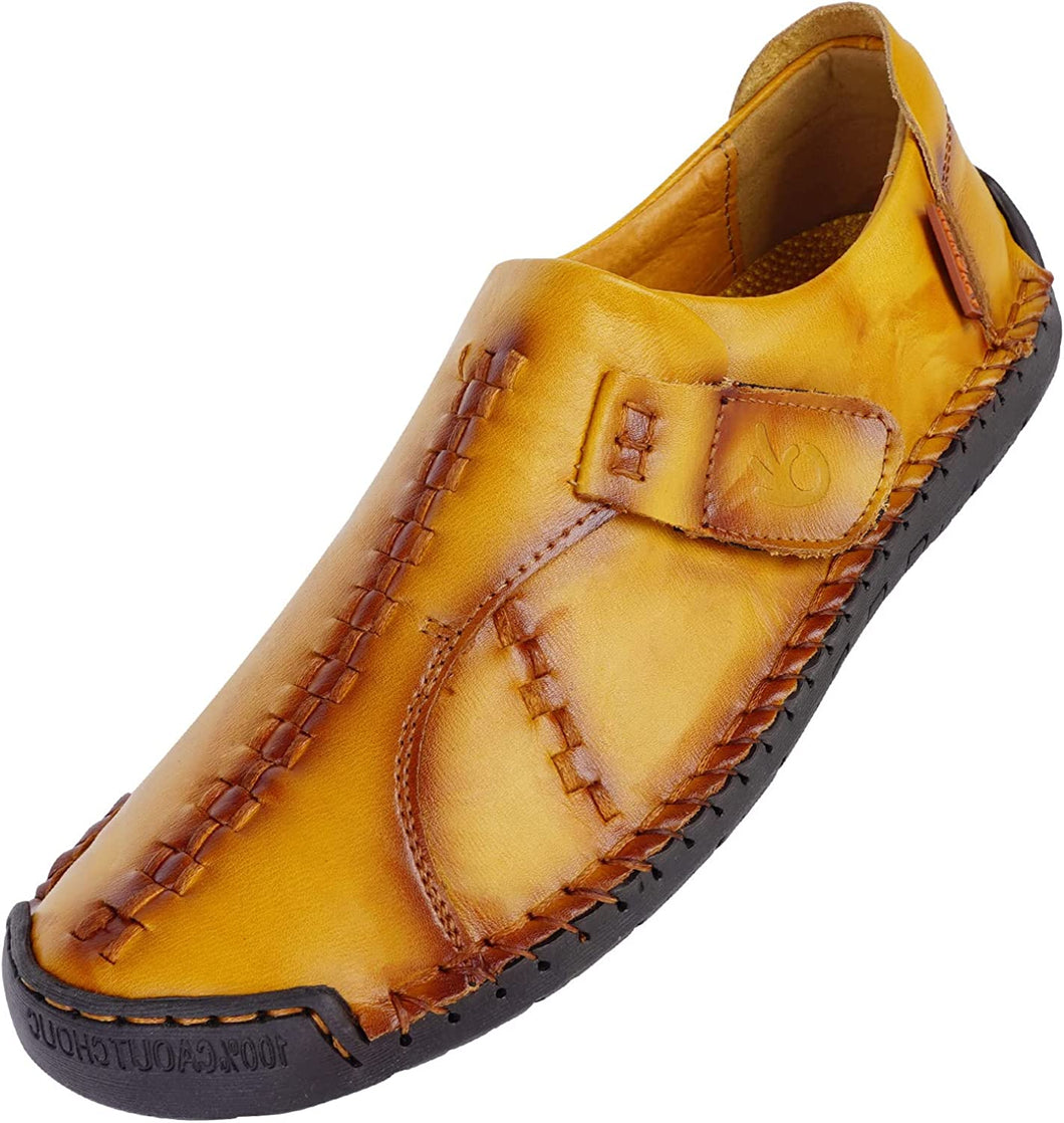 Men's Yellow/Brown Loafer Handmade Casual Leather Shoes