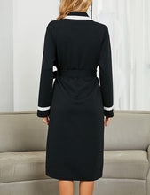 Load image into Gallery viewer, Kimono Black Waffle Knit Knee Length Women&#39;s Robe