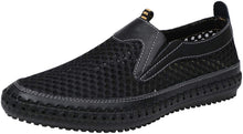 Load image into Gallery viewer, Water Mesh Casual Black Breathable Leather Walking Shoes