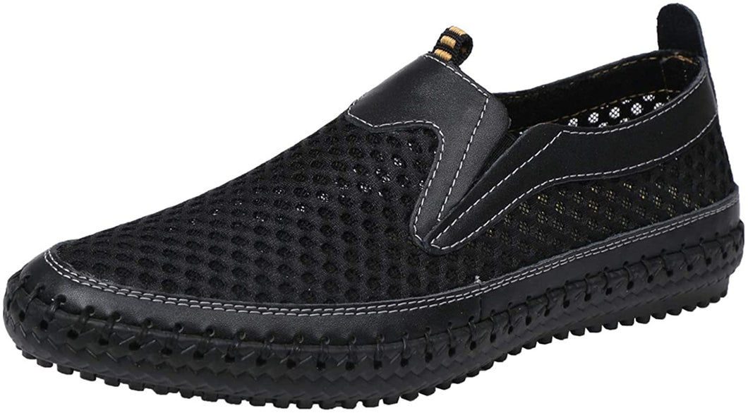Water Mesh Casual Black Breathable Leather Walking Shoes