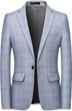 Load image into Gallery viewer, Sports Coat Blue Plaid Casual Men&#39;s Blazer