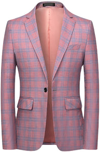 Sports Coat Pink Plaid Casual Men's Blazer