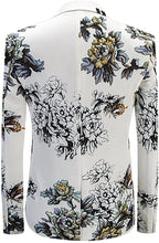 Load image into Gallery viewer, Men&#39;s White Floral Printed 3pc Stylish Suit