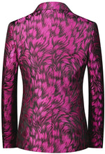 Load image into Gallery viewer, Italian Style Men&#39;s Single Breasted Fuchsia Pink Leaf Printed Blazer