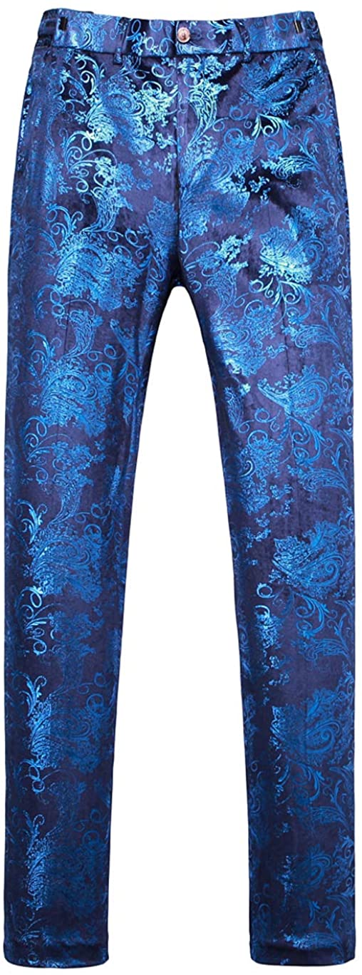 Men's Luxury Royal Blue Gold Expandable Waist Pants