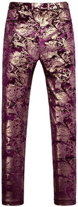 Men's Luxury Purple Gold Expandable Waist Pants