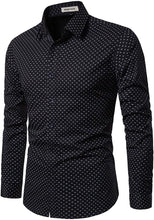 Load image into Gallery viewer, Men&#39;s Black Printed Button Up Long Sleeve Shirt
