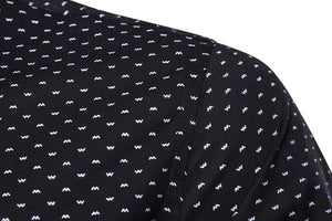Men's Black Printed Button Up Long Sleeve Shirt