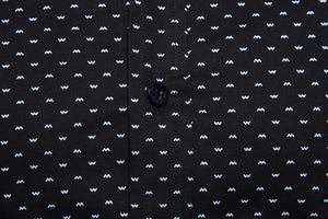 Men's Black Printed Button Up Long Sleeve Shirt