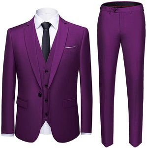 Barcello 3pc Men's Coral Pink Blazer Tie Pants Suit Set
