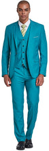 Load image into Gallery viewer, Barcello 3pc Men&#39;s Turquoise Blazer Tie Pants Suit Set