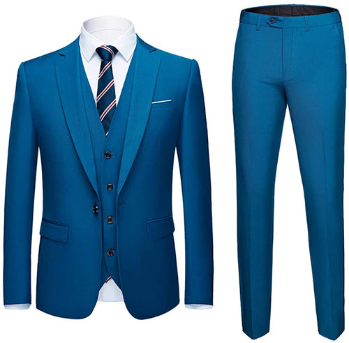 Barcelo Teal Blue Men's 3 Piece Slim Fit Suit