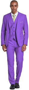 Barcello 3pc Men's Purple Blazer Tie Pants Suit Set