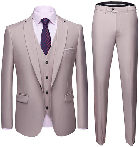 Classic Men's Khaki 3pc Long Sleeve Suit Set