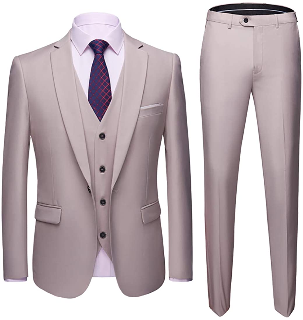 Classic Men's Khaki 3pc Long Sleeve Suit Set