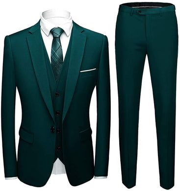 Men's Stefano 3pc Slim Fit Hunter Green Blazer/Pants Formal Suit