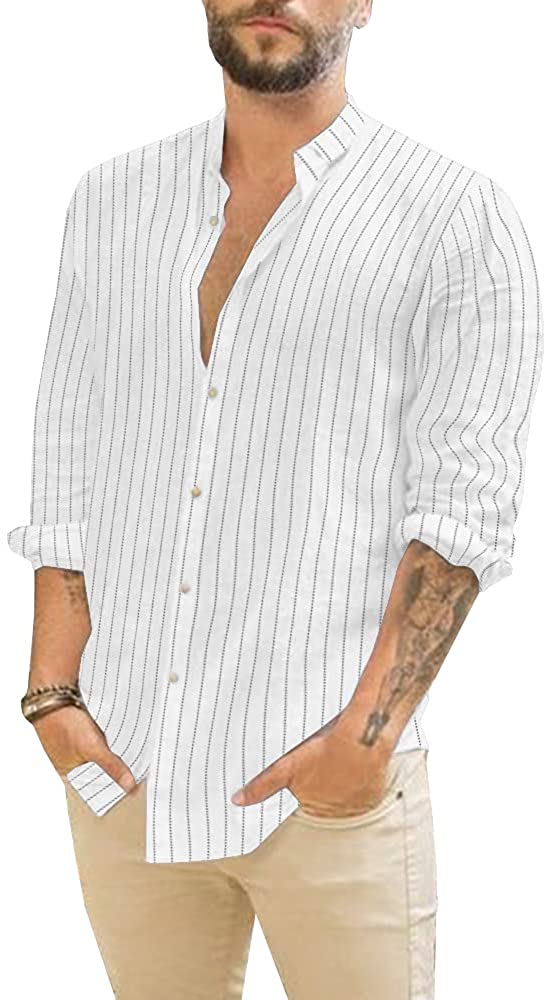 Men's Pristine White Stripe Casual Button Down Shirt