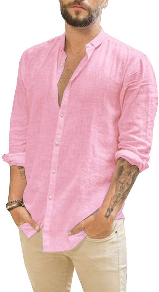 Men's Pristine Solid Pink Casual Button Down Shirt