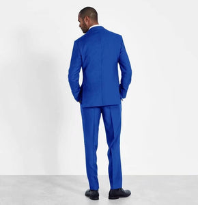 Barcello Blue 3 Piece Men's Blazer Tie Pants Suit Set