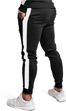 Load image into Gallery viewer, Men&#39;s Activewear Black Striped Jacket &amp; Pants Tracksuit