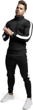 Load image into Gallery viewer, Men&#39;s Activewear Black Striped Jacket &amp; Pants Tracksuit