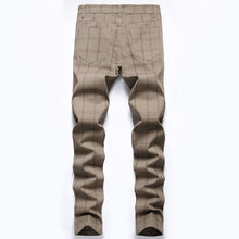 Load image into Gallery viewer, Skinny Fit Plaid Khaki Flat-Front Stretch Slim Stylish Chino Pants