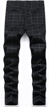 Load image into Gallery viewer, Skinny Fit Plaid Black Flat-Front Stretch Slim Stylish Chino Pants