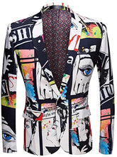 Load image into Gallery viewer, Men&#39;s Abstract Artistic Print Multicolor One Button Long Sleeve Blazer