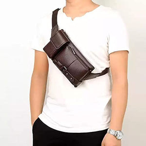 Men's Brown Leather Sling Bag