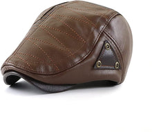Load image into Gallery viewer, Newsboy Hat Light Coffee PU Leather Classic Flat Cap