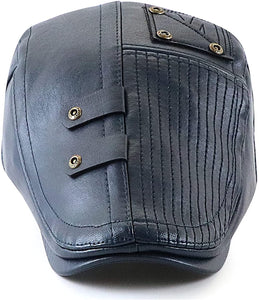 Men's Dark Blue Faux Leather Vintage Style Hat