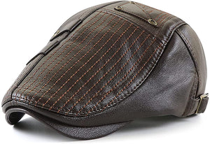 Men's Brown Faux Leather Vintage Style Hat