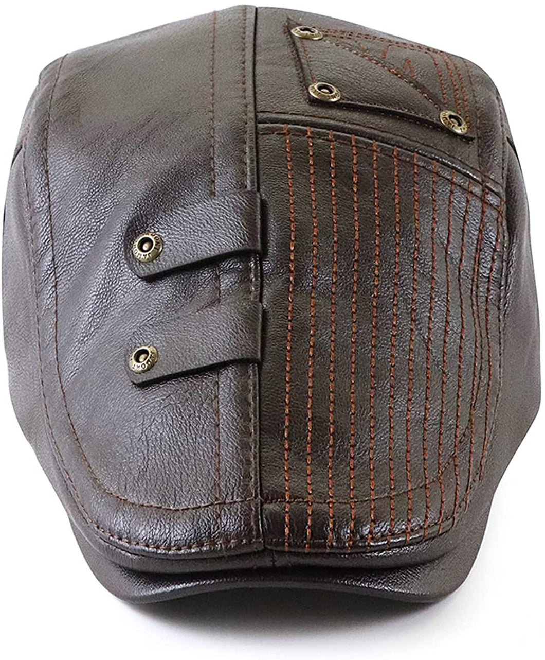 Men's Brown Faux Leather Vintage Style Hat