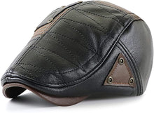 Load image into Gallery viewer, Newsboy Hat Black PU Leather Classic Flat Cap