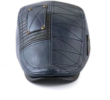 Load image into Gallery viewer, Newsboy Hat Dark Blue PU Leather Classic Flat Cap