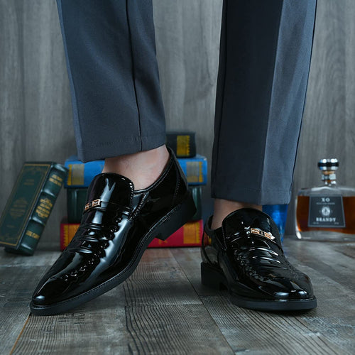 Men's Black Leather Oxford Dress Shoes