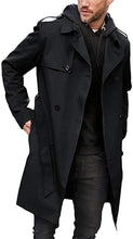 Load image into Gallery viewer, Men&#39;s Windproof Black Slim Fit Windbreaker Long Trench Coat