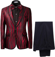Load image into Gallery viewer, Luxury Black &amp; Red Men&#39;s Blazer &amp; Pants 2pc Suit Set