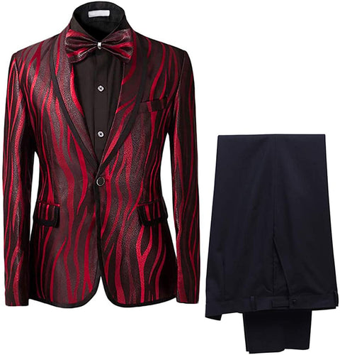 Luxury Black & Red Men's Blazer & Pants 2pc Suit Set