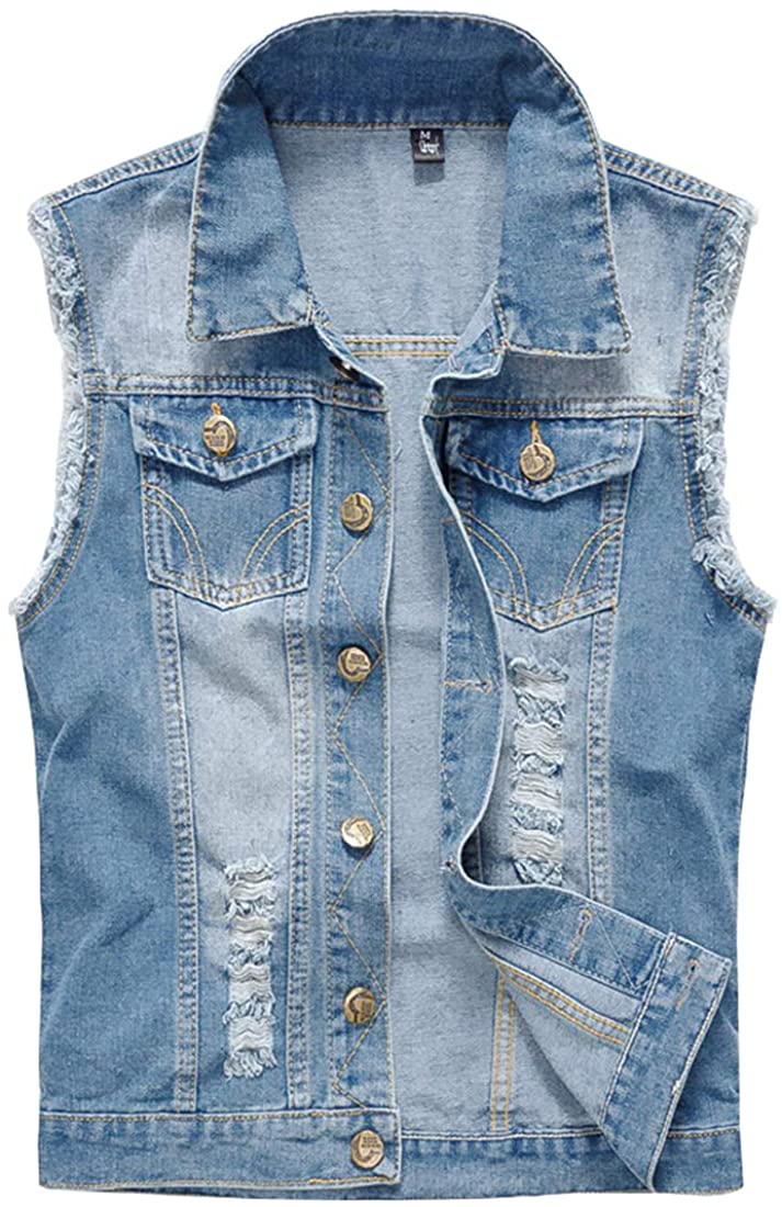 Vintage Jean  Light Blue Sleeveless Button Down Denim Vest