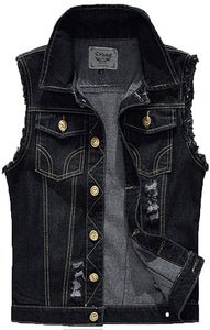 Vintage Jean Black Sleeveless Button Down Denim Vest