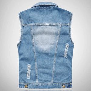 Vintage Jean  Light Blue Sleeveless Button Down Denim Vest