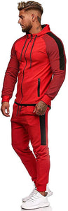 Workout Red Hooded Activewear Tracksuit Set