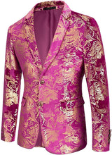 Load image into Gallery viewer, Red &amp; Gold Single Breasted 2 Piece Men&#39;s Floral Suit