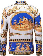 Load image into Gallery viewer, Golden Blue Men&#39;s Silk Like Satin Button Down Slim Fit Long Sleeve