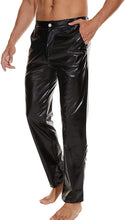 Load image into Gallery viewer, Men&#39;s Black Metallic Shiny Disco Straight Leg Pants