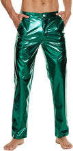 Load image into Gallery viewer, Men&#39;s Green Metallic Shiny Disco Straight Leg Pants
