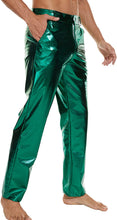 Load image into Gallery viewer, Men&#39;s Green Metallic Shiny Disco Straight Leg Pants