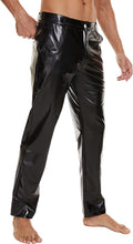Load image into Gallery viewer, Men&#39;s Black Metallic Shiny Disco Straight Leg Pants