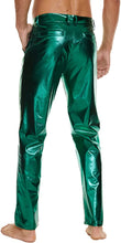 Load image into Gallery viewer, Men&#39;s Green Metallic Shiny Disco Straight Leg Pants